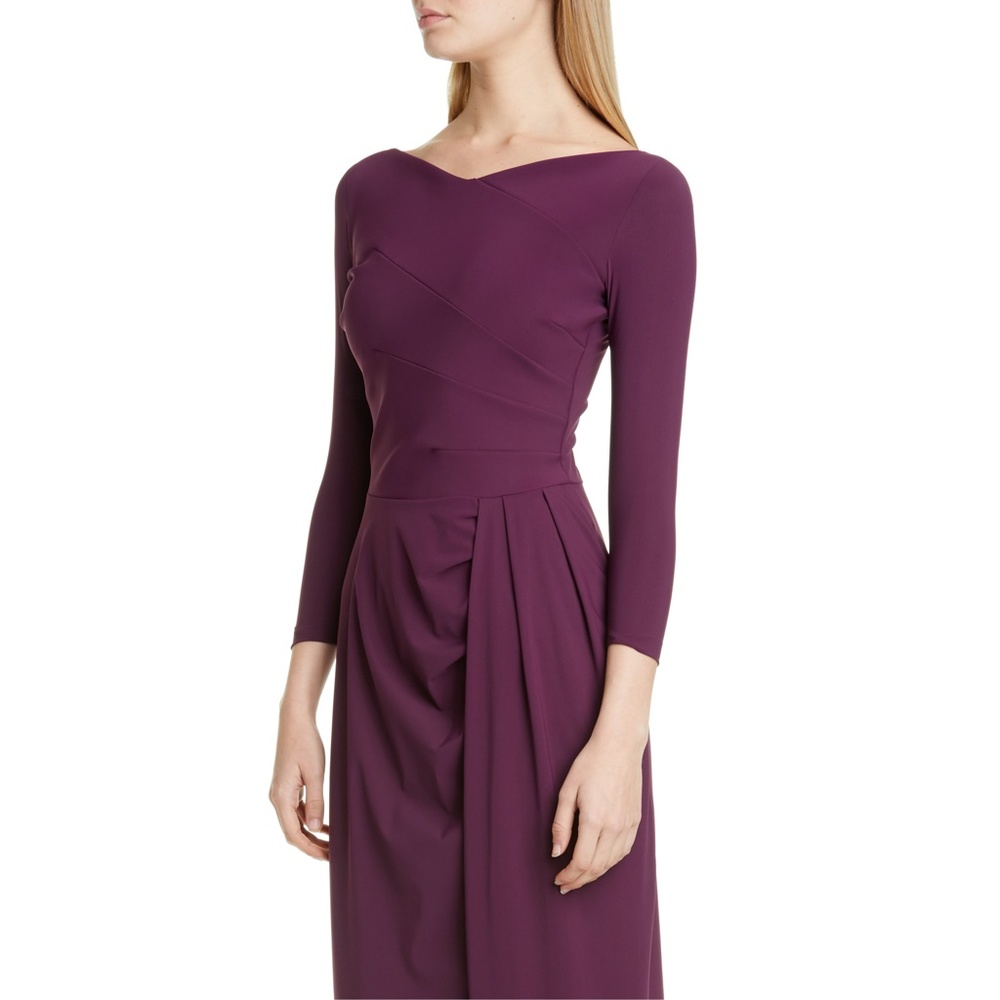 NEW Chiara Boni La Petite Robe Litonya Uni Bracelet Sleeve Gown Burgundy Size 2 - Picture 2 of 12